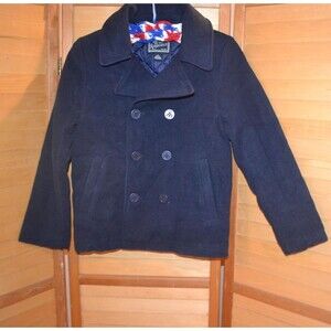 Vintage Boys Rothschild Pea Navy Coat Nautical